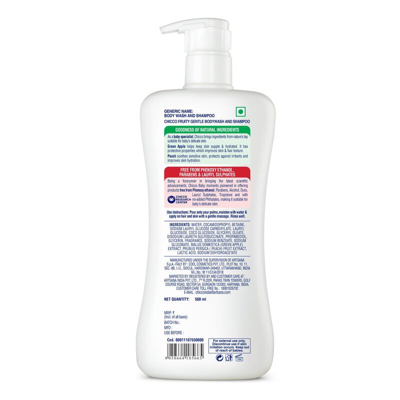 Gentle Bodywash & Shampoo Green Apple (500ml) image number 1